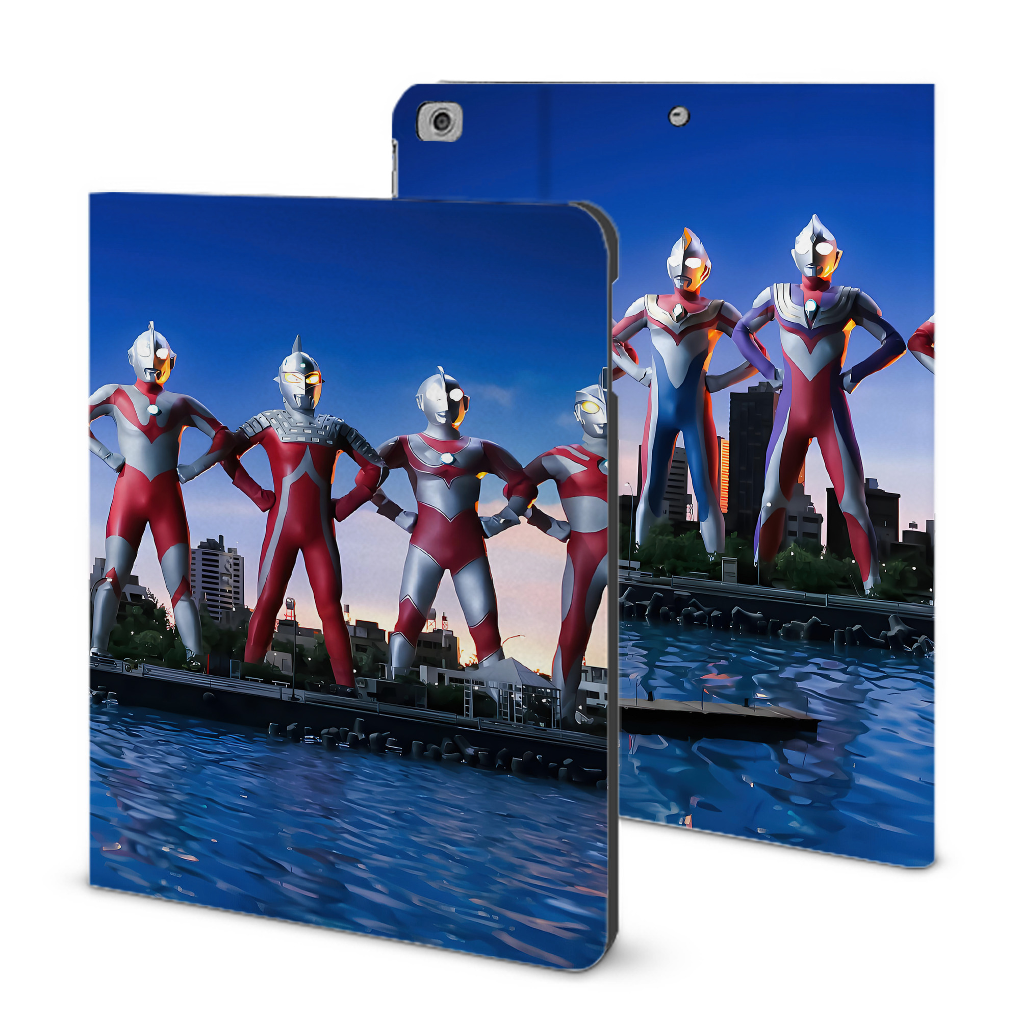 （画像用） ウルトラマン Ultraman IPad ケース ブック型 PUレザー TPU 耐衝撃 軽量 薄型 ペン収納なし 全面保護 IPad 各モデル対応
